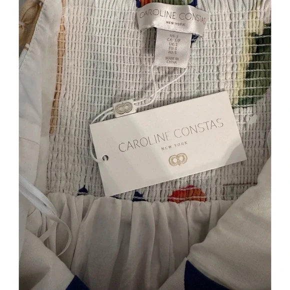 Tuckernucks CAROLINE CONSTAS Linen Blend French Themed Maxi Dress Vacation S NWT - Picture 9 of 9